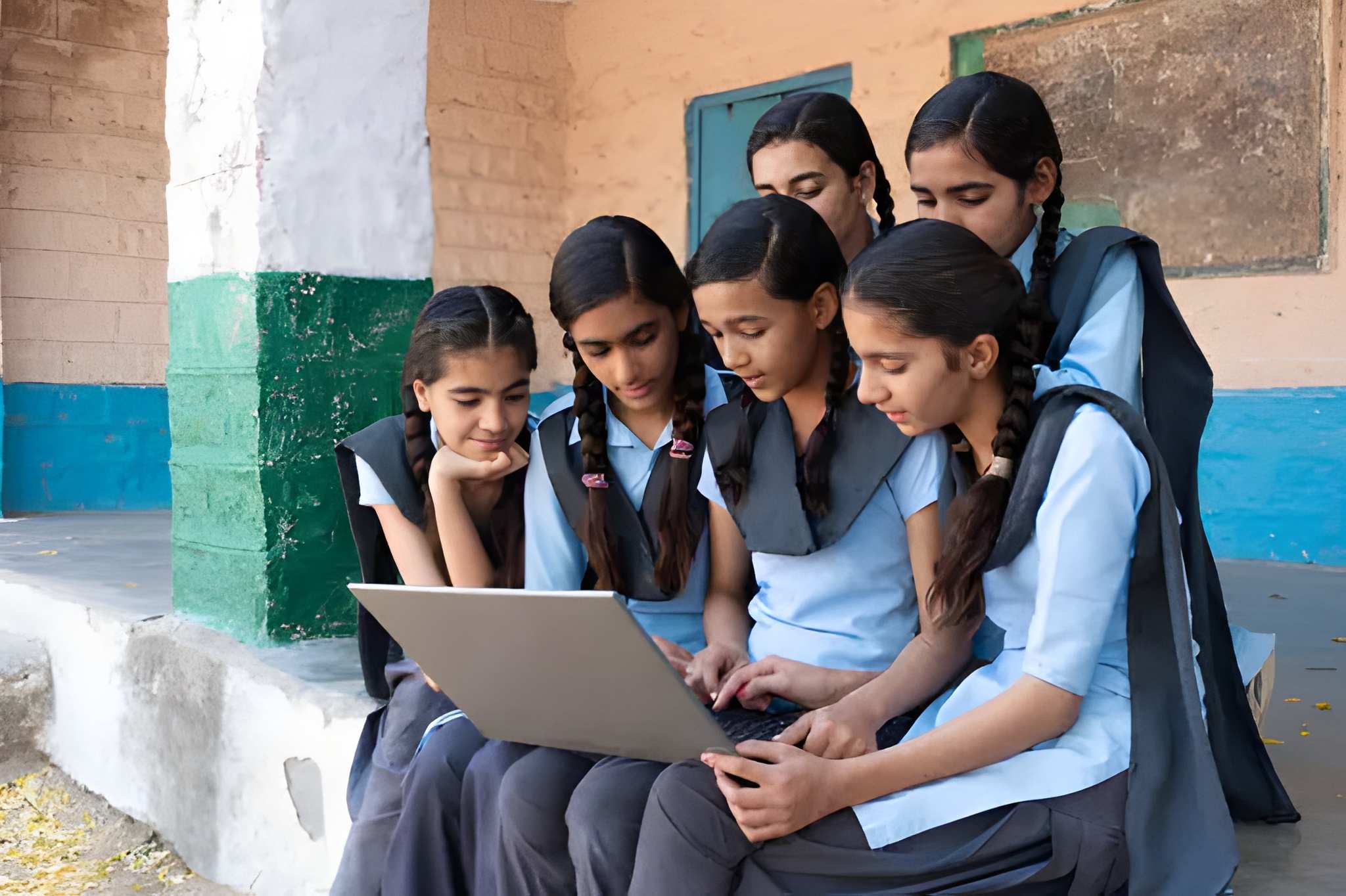 Rural students using computers