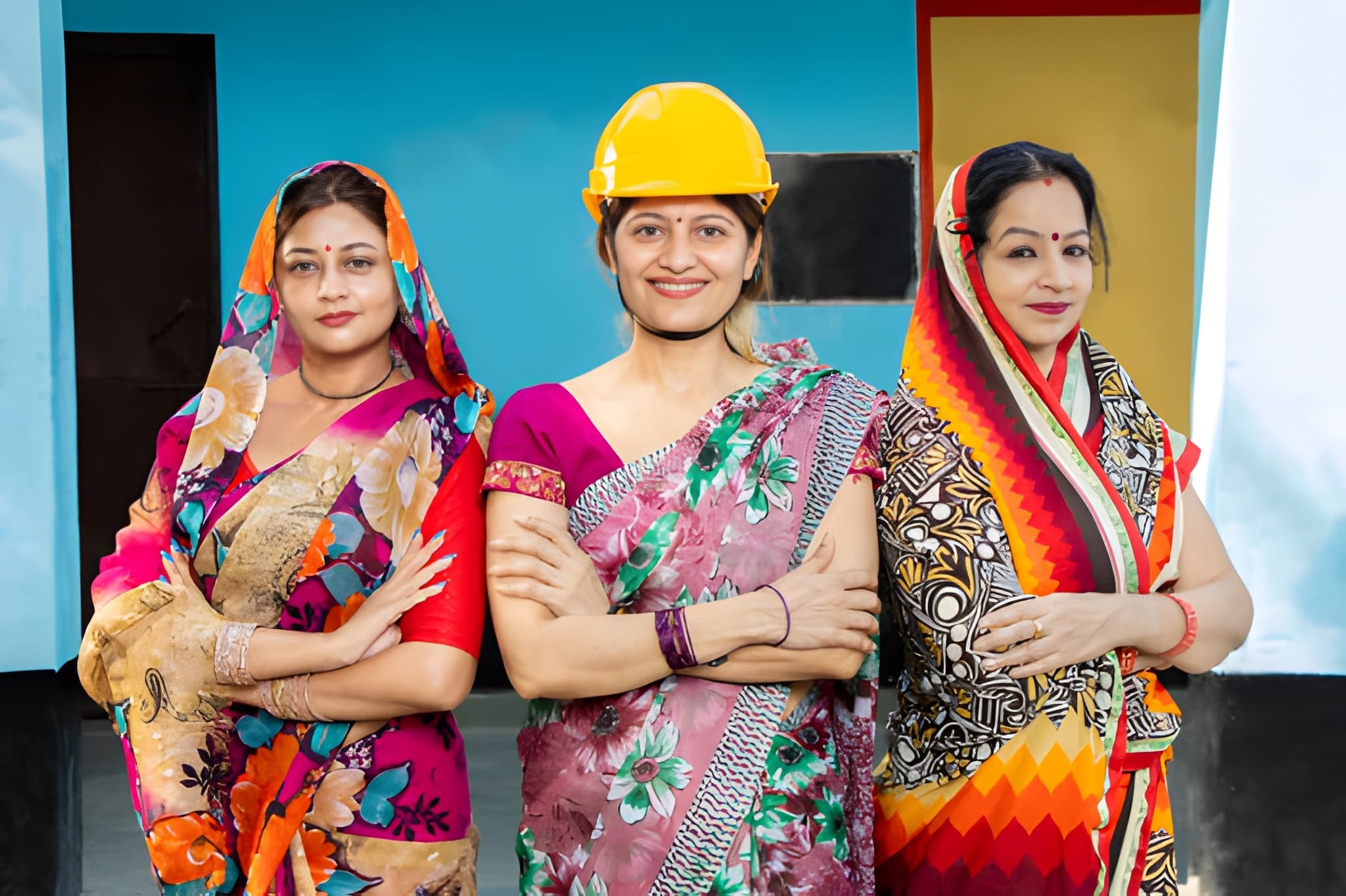 Empowered rural women smiling together