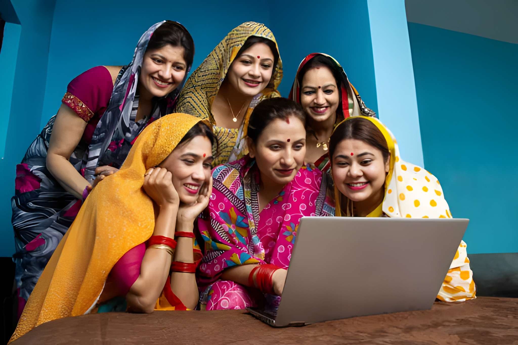 Women using smartphones for financial inclusion